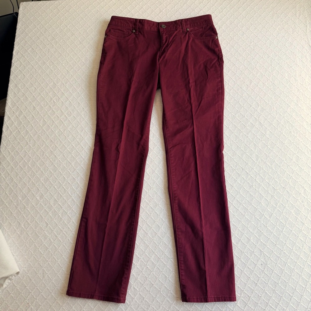 Sonoma Life Style Women Burgundy Mid Rise Straight Leg Pants Size 8AVG/REG